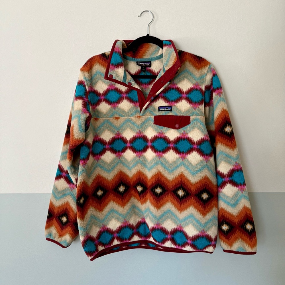 Patagonia Synchilla Snap-T “Timber Twist Cinder Red” Fleece Pullover - size M - Picture 4 of 8